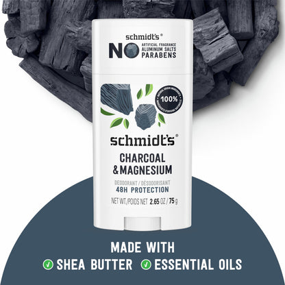 Schmidt's aluminum free charcoal and magnesium stick ingredients label