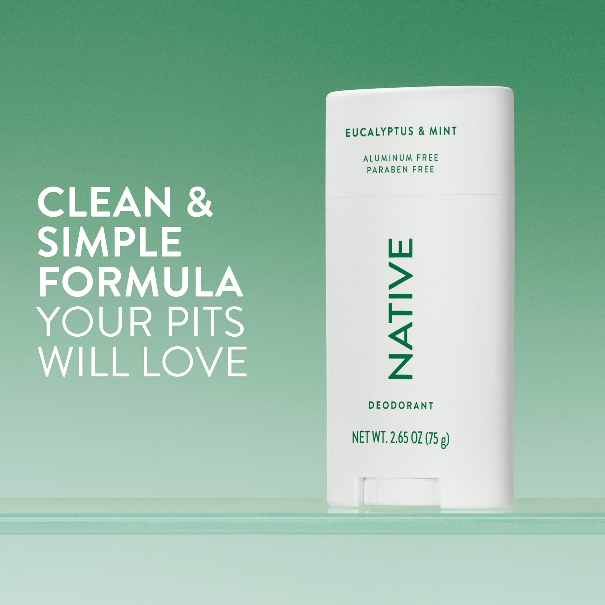 Native natural deodorant stick open cap showing the solid white formula