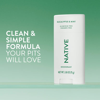 Native natural deodorant stick open cap showing the solid white formula