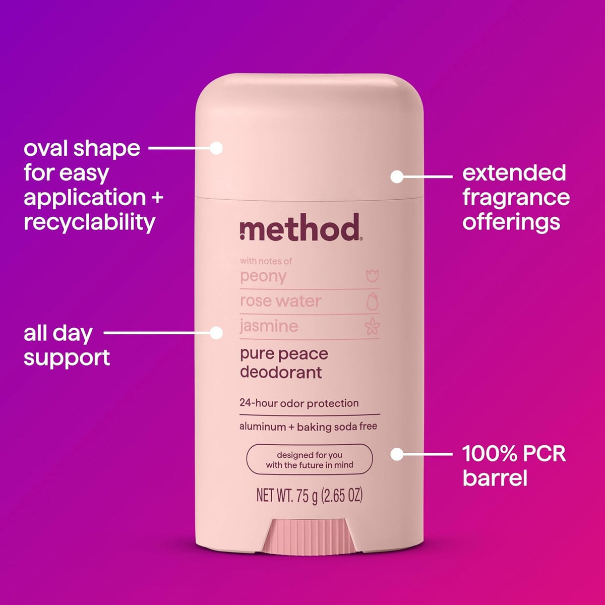 Method Deodorant Pure Peace open stick showing smooth texture