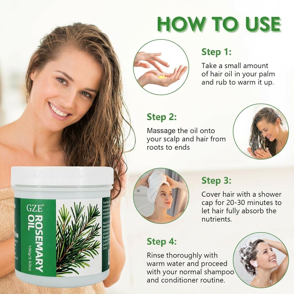 GZE 100 grams hair grease container showcasing application directions for hair thickness