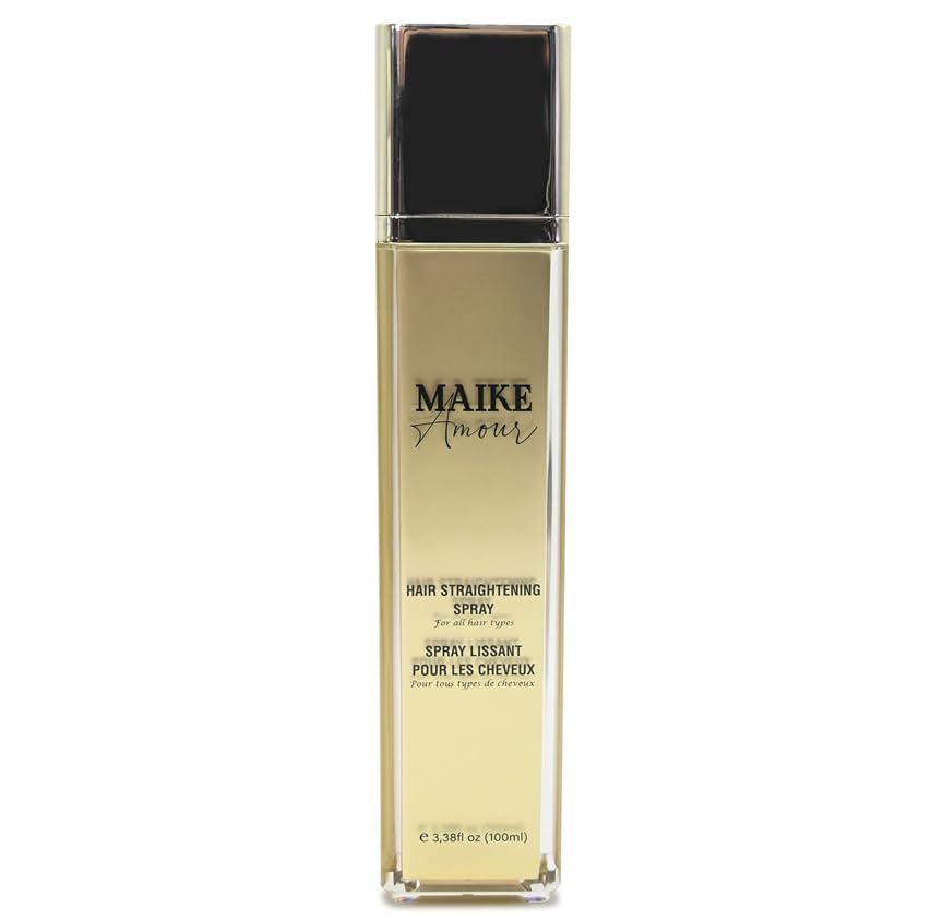 SHAEIO straightening spray being used on sections of hair with a round brush and blow dryer