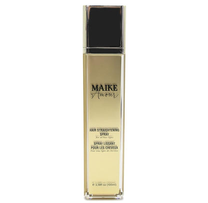 SHAEIO straightening spray being used on sections of hair with a round brush and blow dryer
