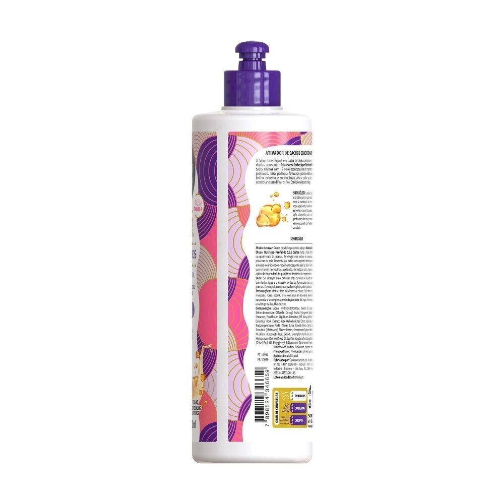 Close up shot of the authentic imported Salon Line professional anti frizz curl activator packaging.