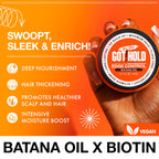 Flake free non greasy edge tamer infused with pure Batana oil for high shine.