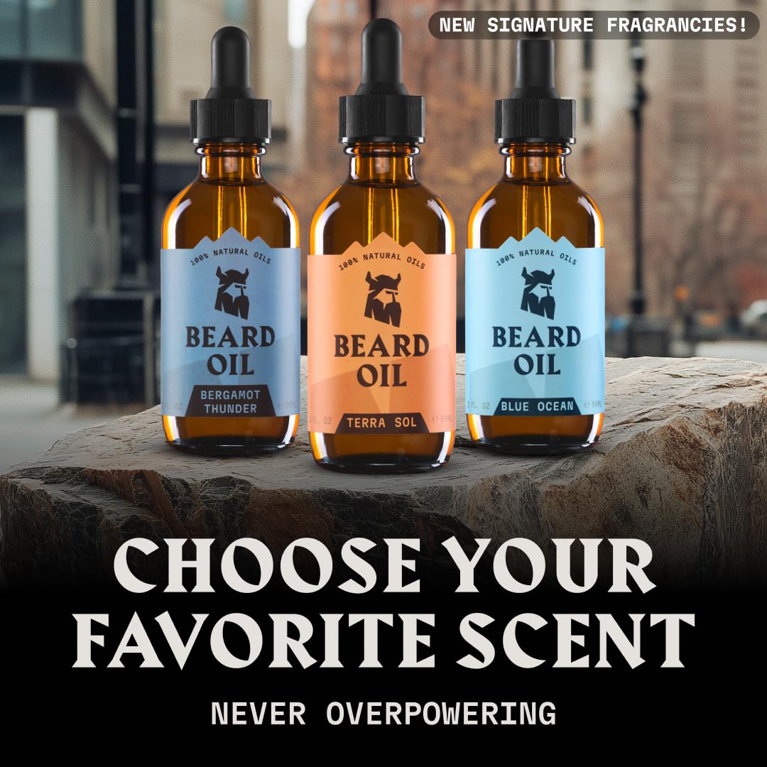 Naturally derived beard conditioner bottle with amber glass packaging