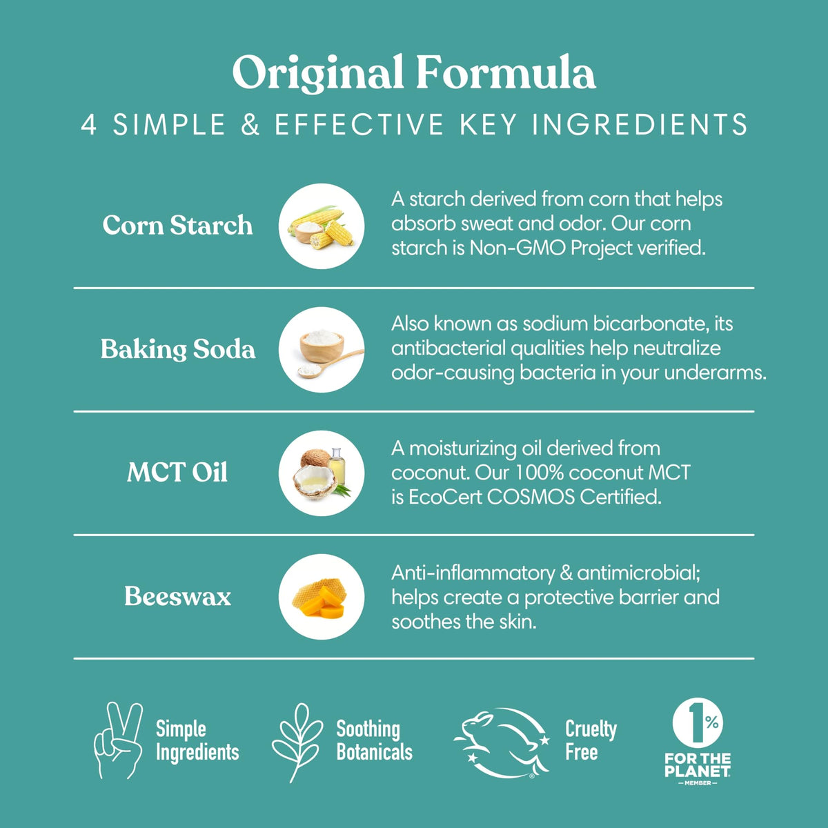 USA imported natural deodorant stick with baking soda and cornstarch