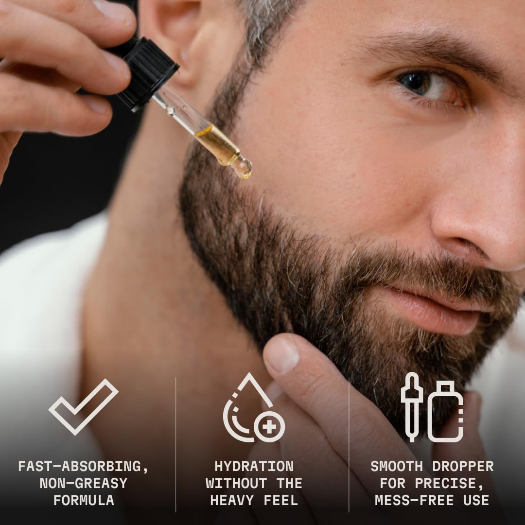 Two fluid ounces amber dropper bottle for facial hair growth