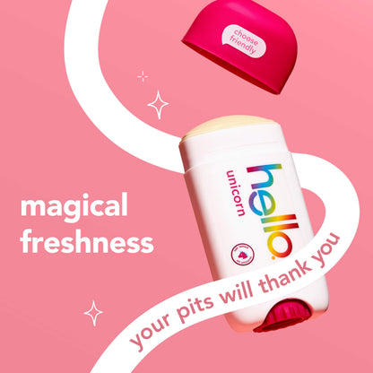 Hello Unicorn natural deodorant stick packaging