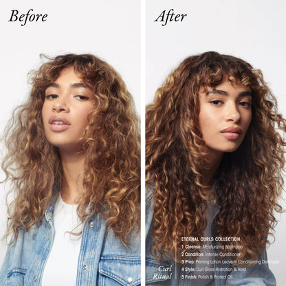 Texture shot of the clear hydrating Oribe hair oil for texturized curls
