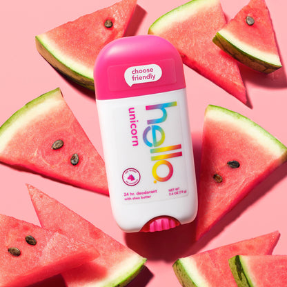 Texture of Hello Unicorn natural deodorant stick