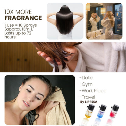 Portable travel friendly mini bottles of scented hair serum capsules