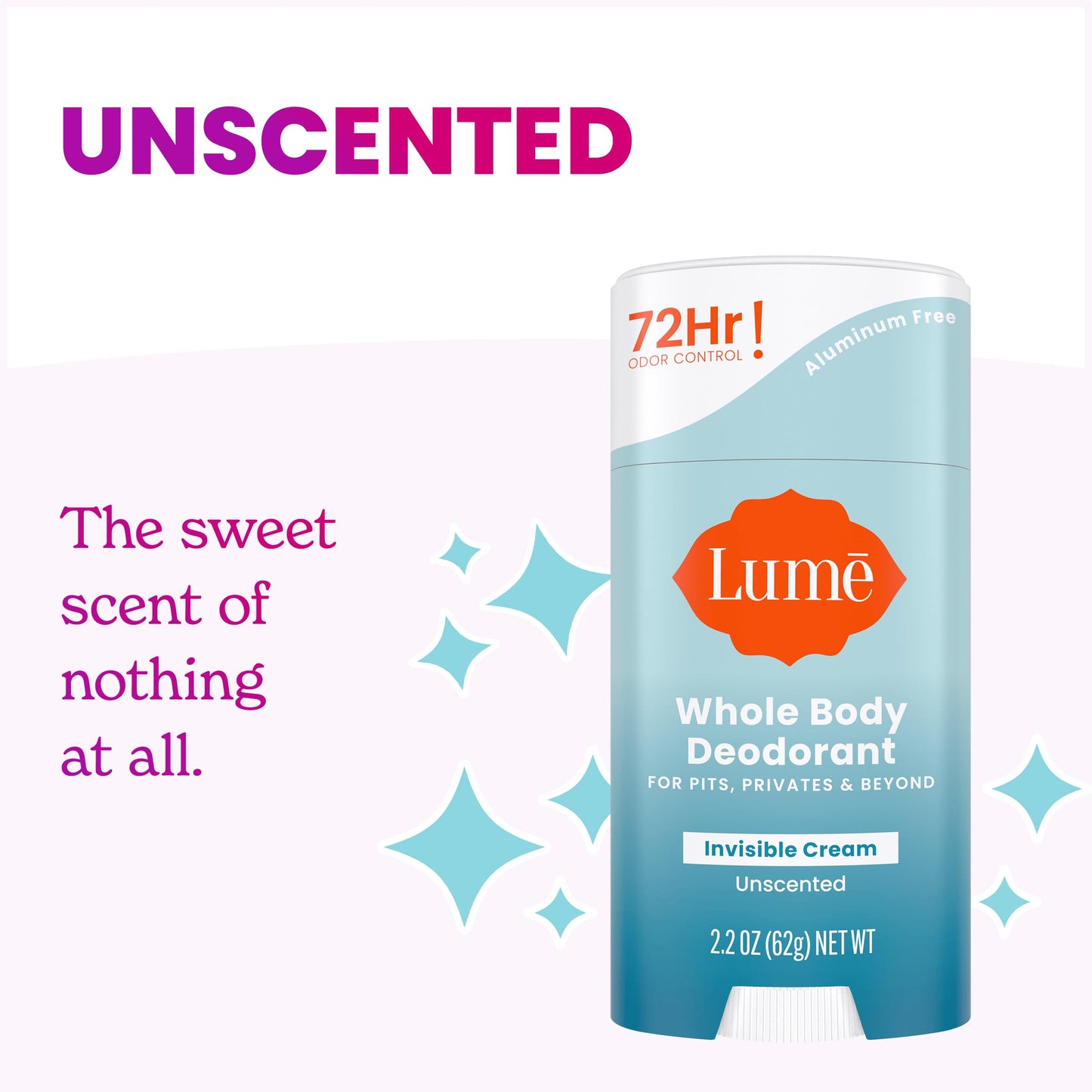 Lume baking soda free natural deodorant stick for men and women