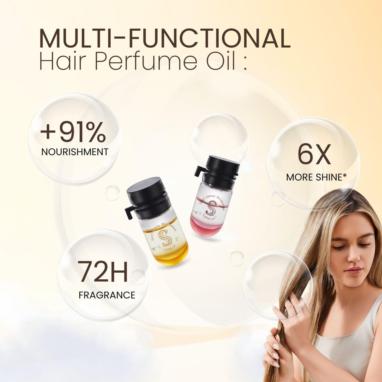 Sipresa luxurious hair perfume oil set showcasing long lasting seventy-two hour fragrance