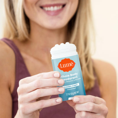 Lume skin safe invisible cream deodorant stick application view