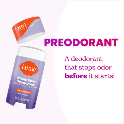 Lume Whole Body Deodorant 72 Hour Odor Control label