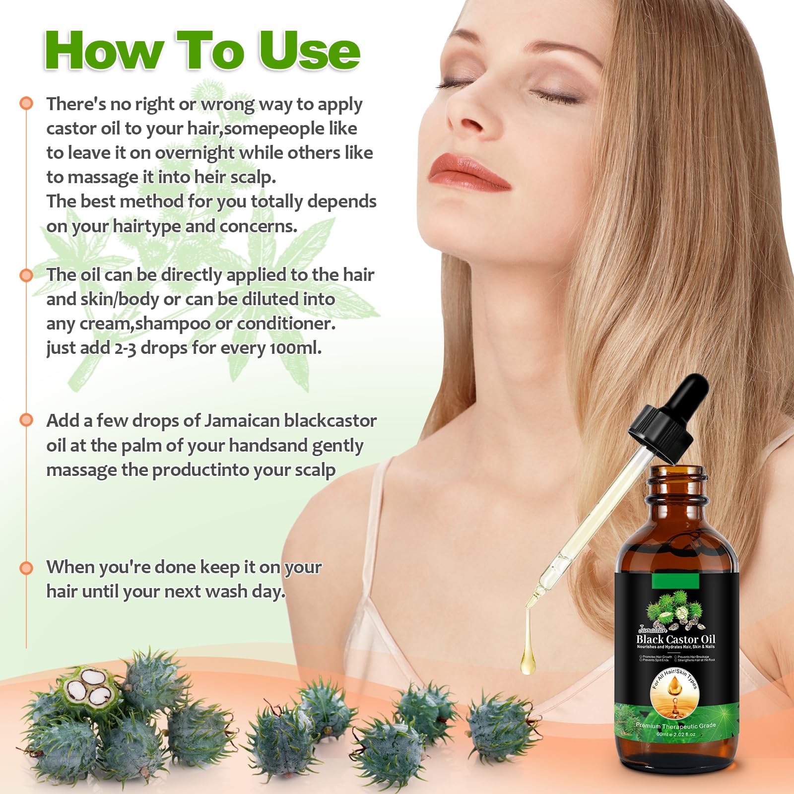 Organic unrefined Jamaican black castor oil for moisturizing dry skin and cuticles.