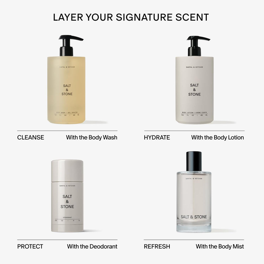 Authentic Salt and Stone Santal and Vetiver luxury fragrance deodorant stick