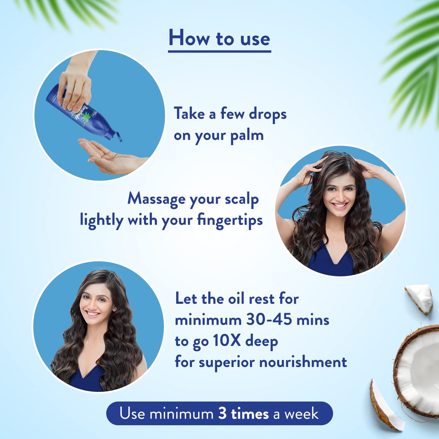 Nourishing coconut oil protective layer formula for dry and frizzy hair