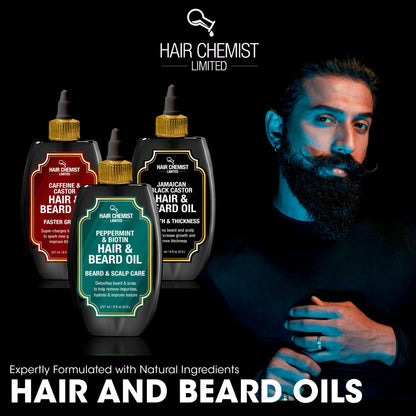 Hair Chemist professional strength beard growth and texturizing oil solution.