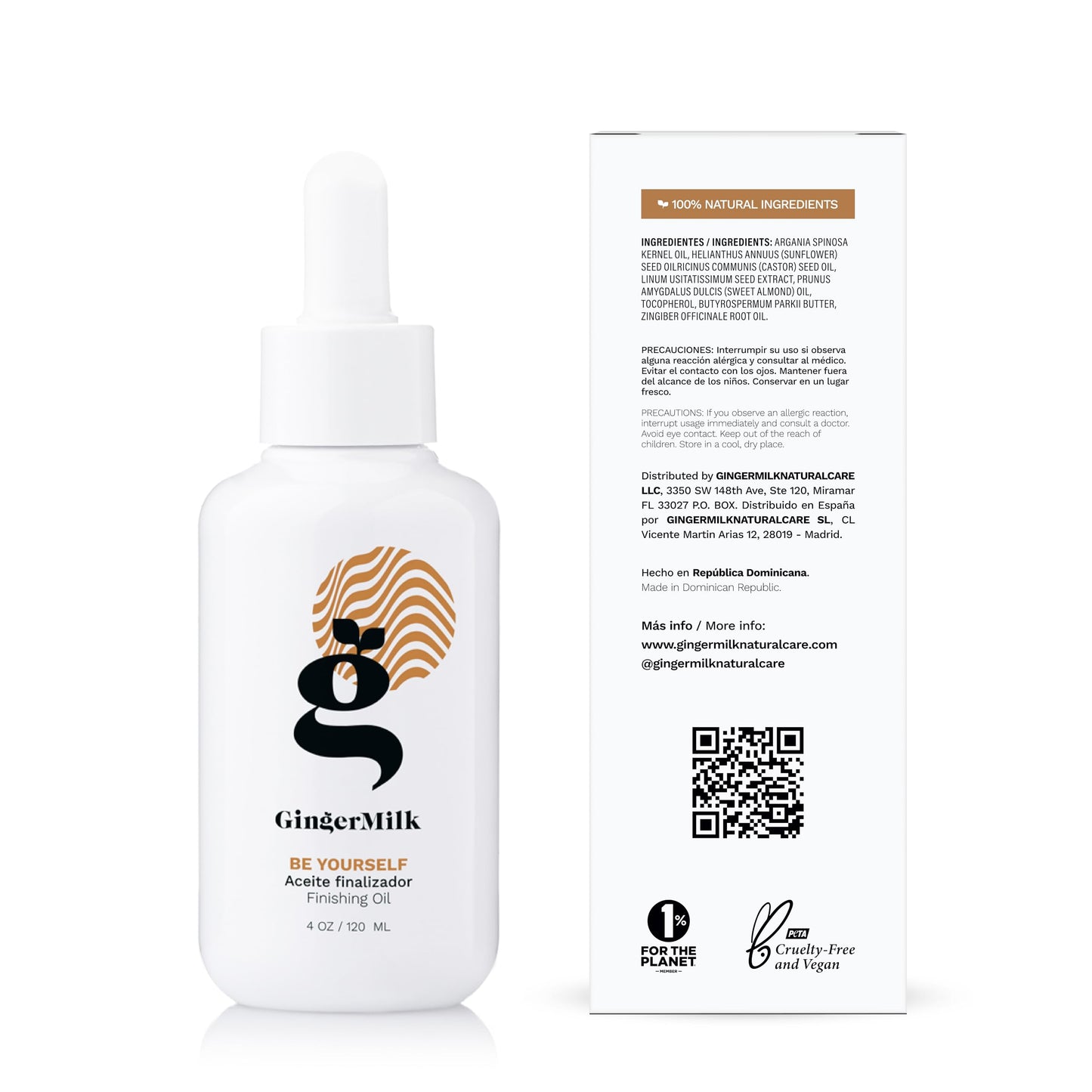 Ginger Milk moisture sealing hair oil for waves and coils applied to hair ends.