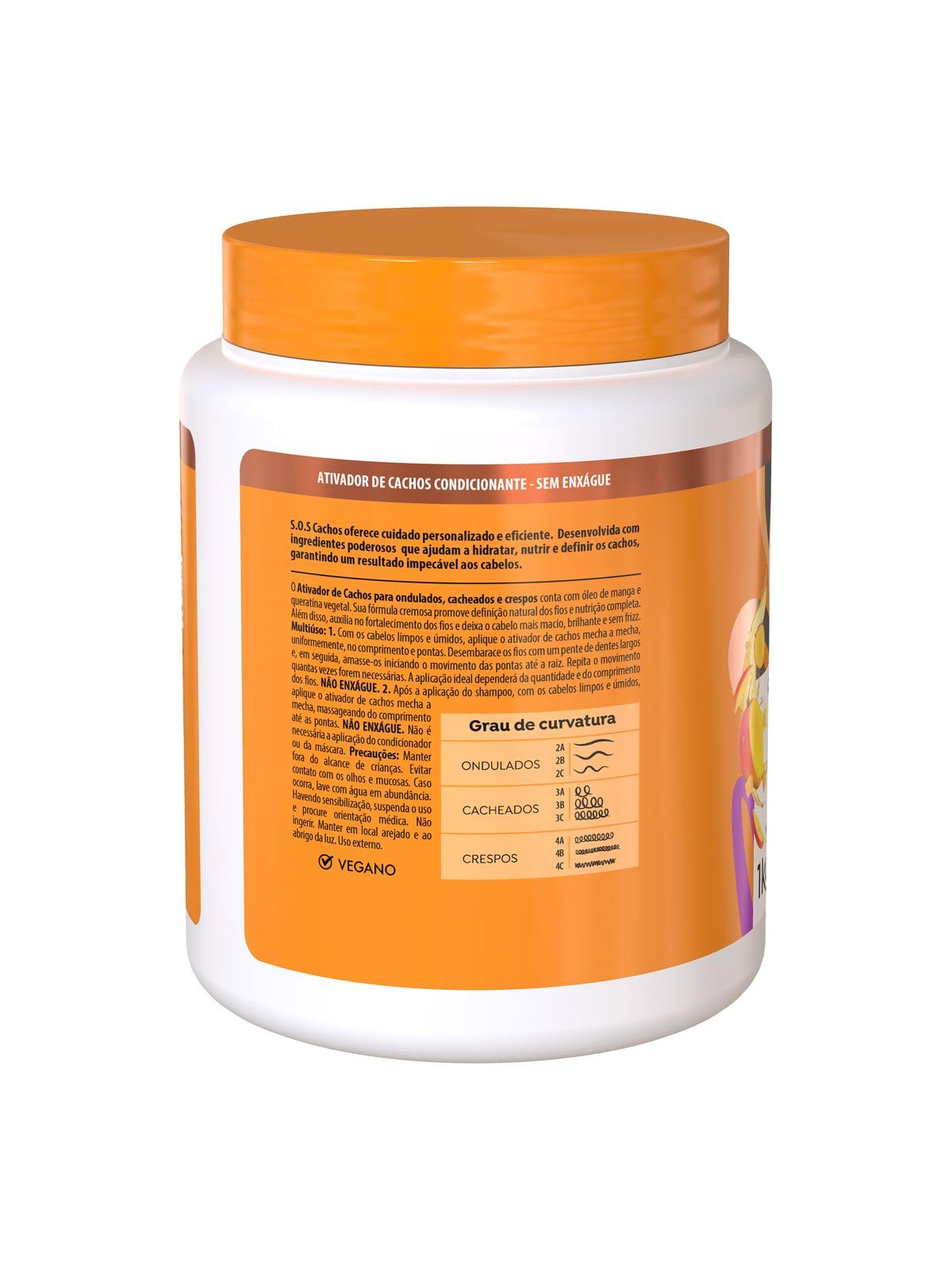Salon Line SOS Curls Mango Activator orange lid packaging showcasing curl definition benefits