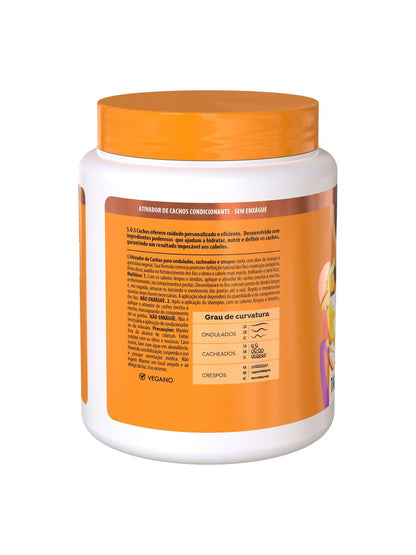 Salon Line SOS Curls Mango Activator orange lid packaging showcasing curl definition benefits