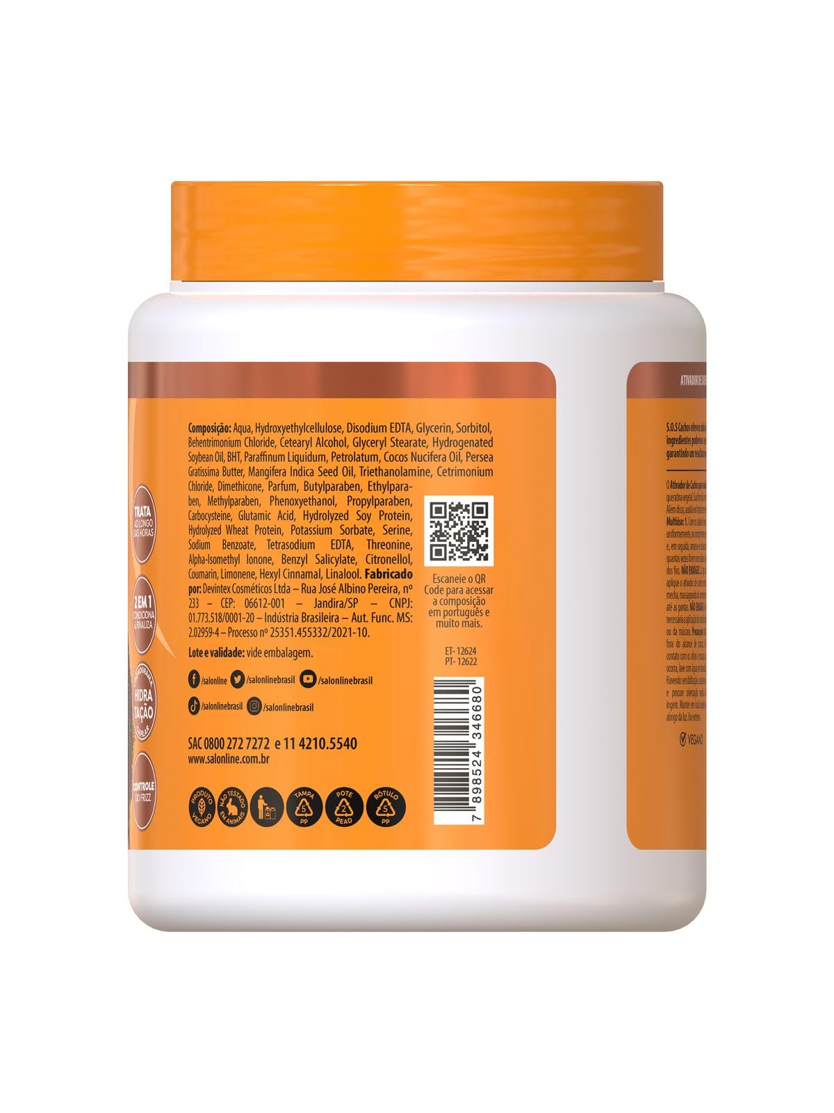 Side view of Salon Line mango oil and keratin curl activator 1kg container for frizz control