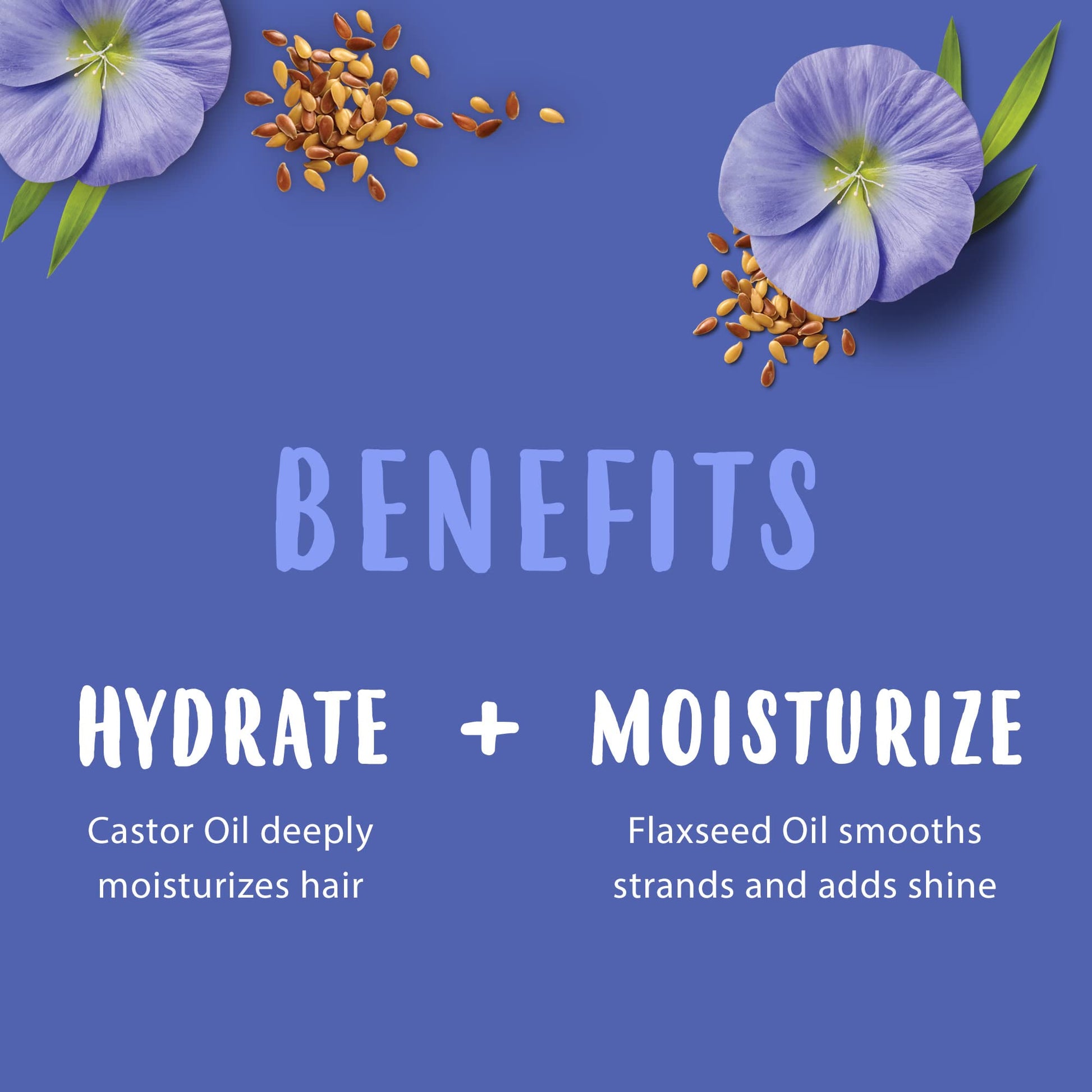 Back label view of Cantu flaxseed hair oil with usage instructions
