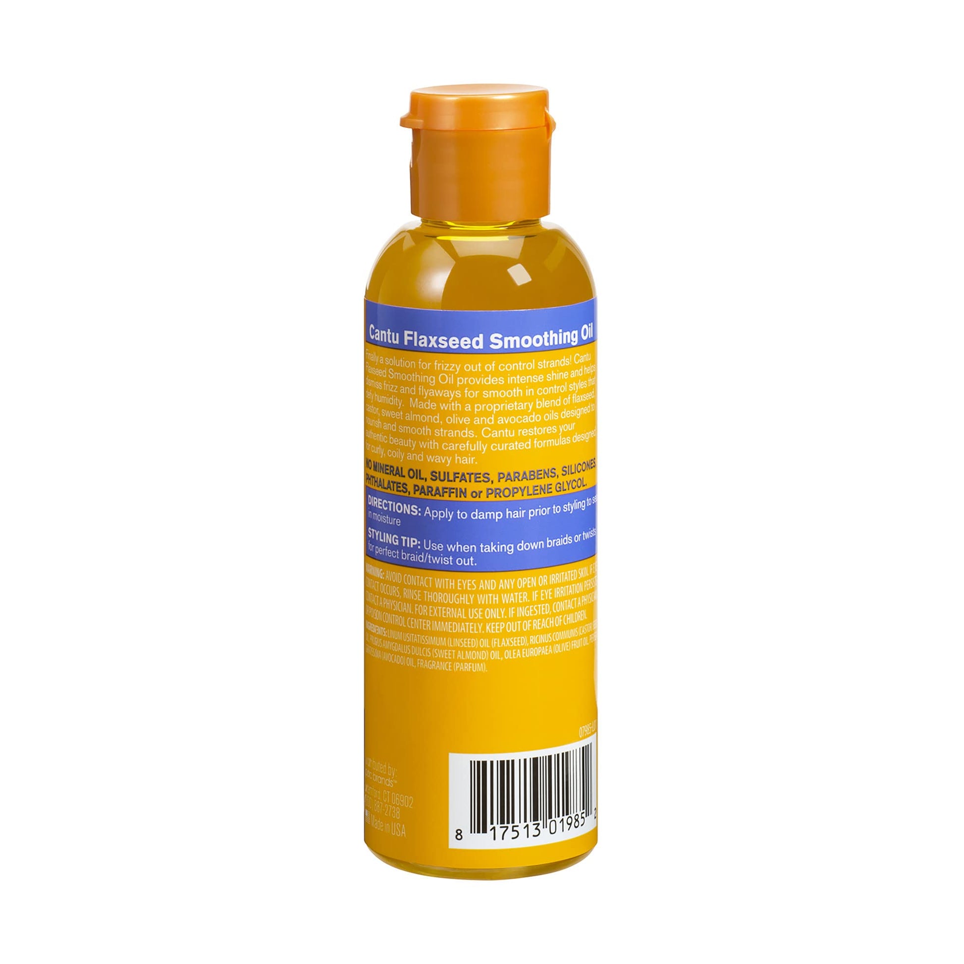 USA imported Cantu flaxseed oil 3.4 fluid ounce packaging detail