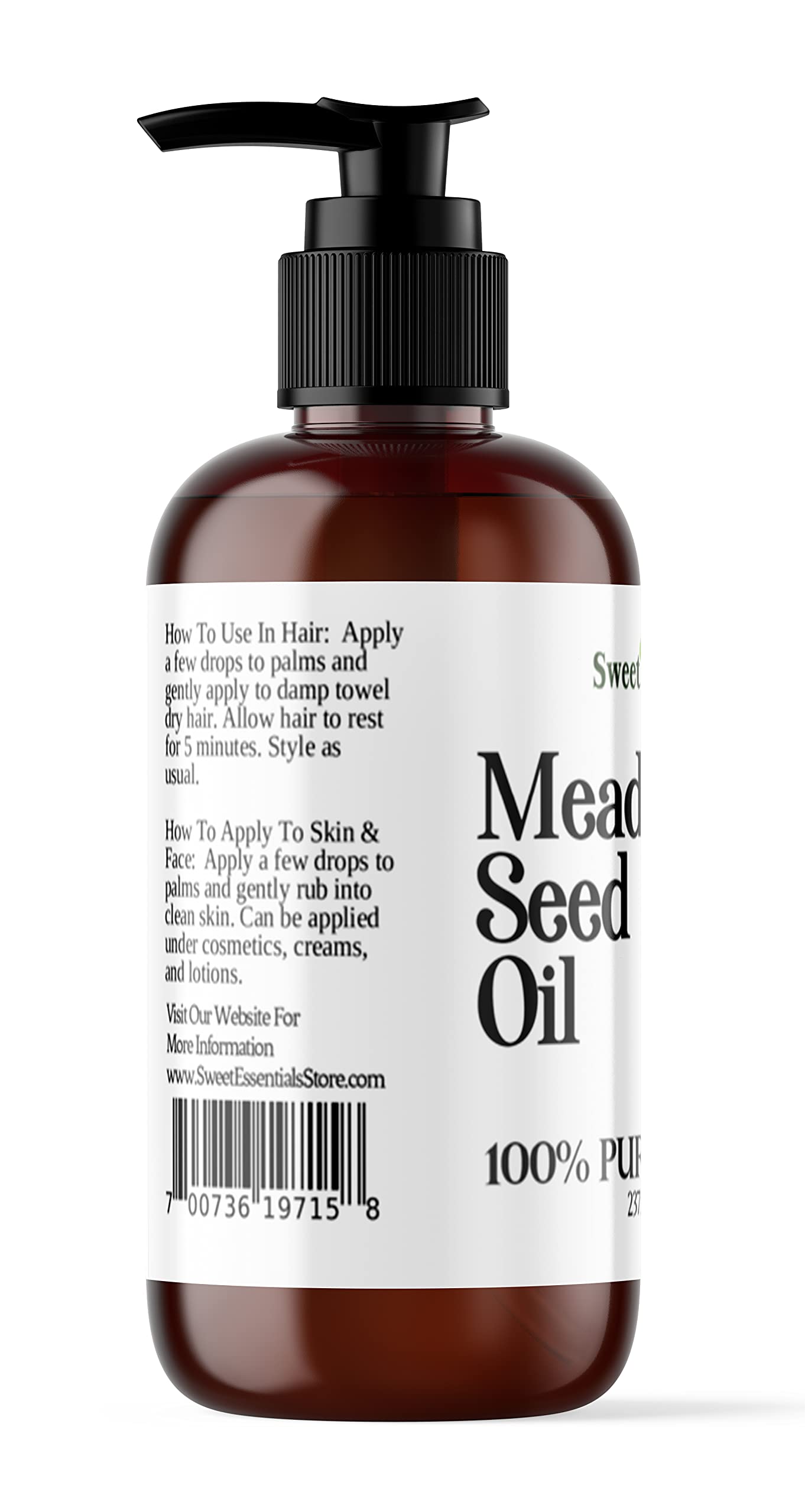 Authentic organic meadowfoam seed oil showing lightweight liquid texture for mature skin care