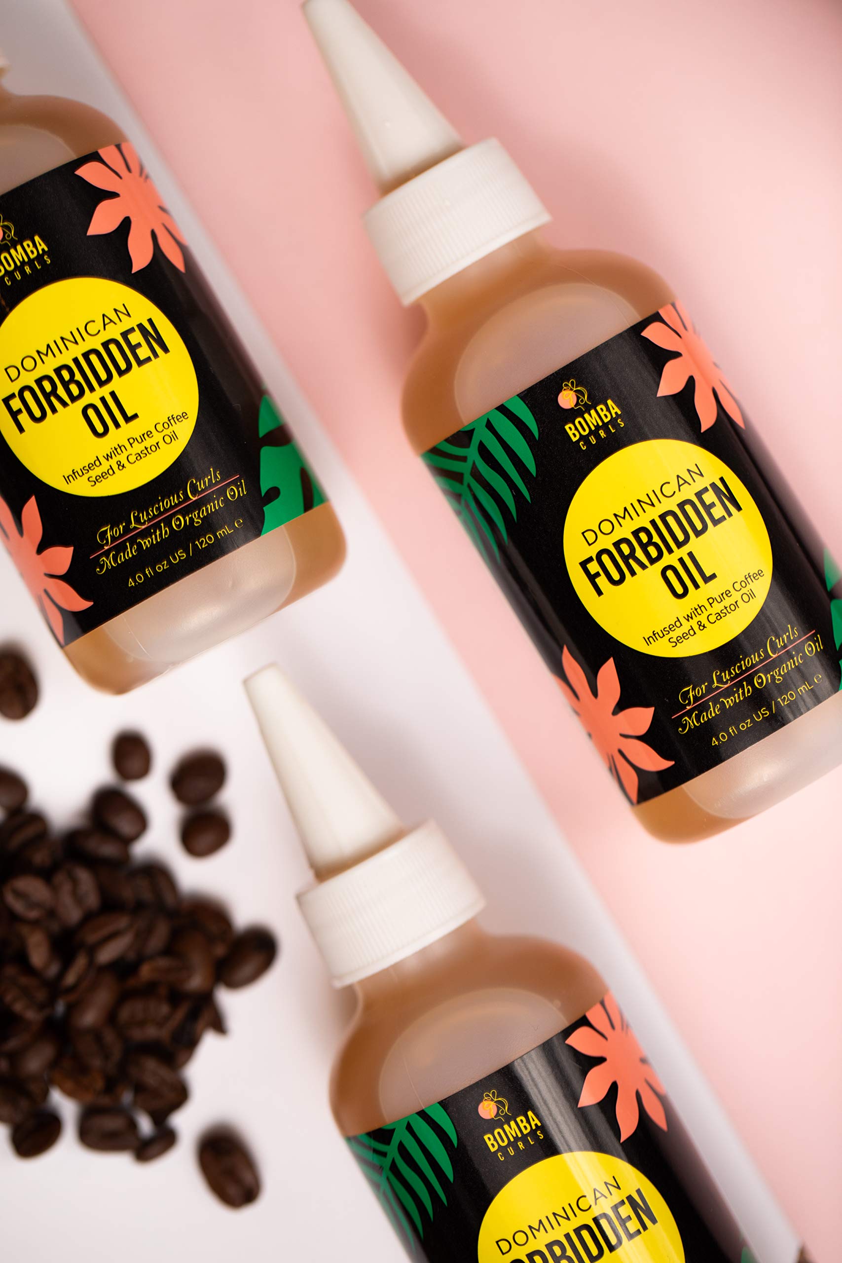 Silicone free Dominican Forbidden Oil by Bomba Curls displaying the premium formulation ingredients.