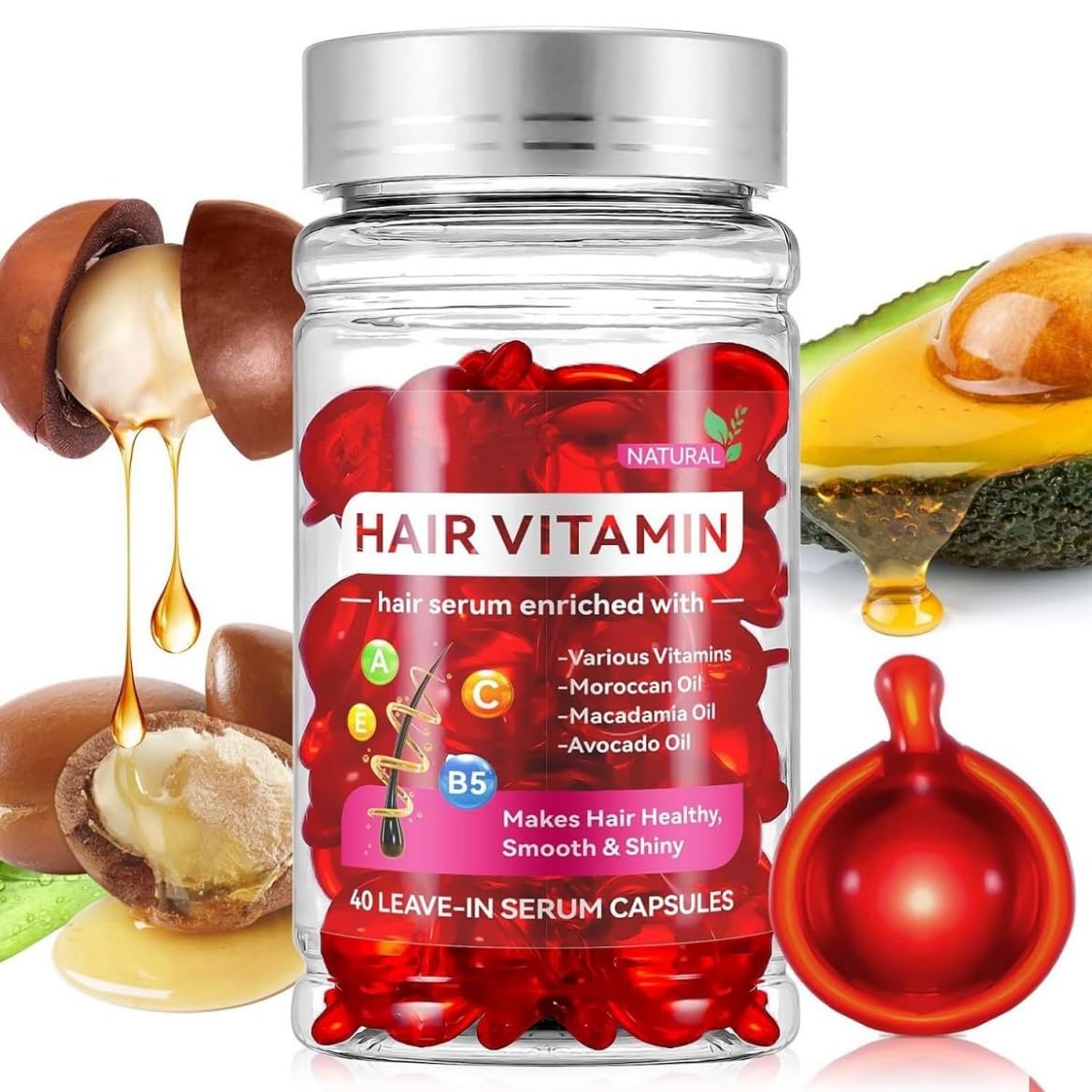 Back label of the VHUTDL hair treatment capsules showing product usage details.
