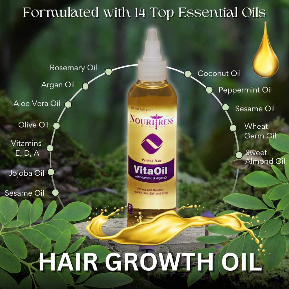 NouriTress scalp oil showing authentic USA packaging and premium ingredients