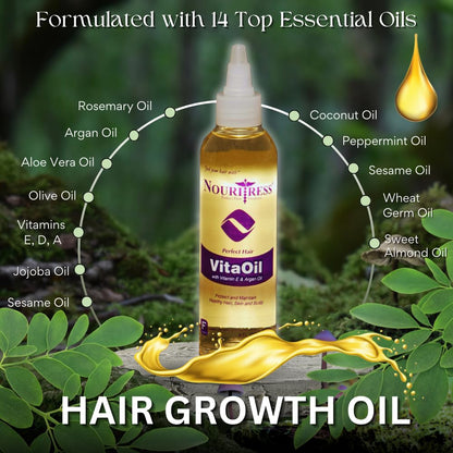 NouriTress scalp oil showing authentic USA packaging and premium ingredients