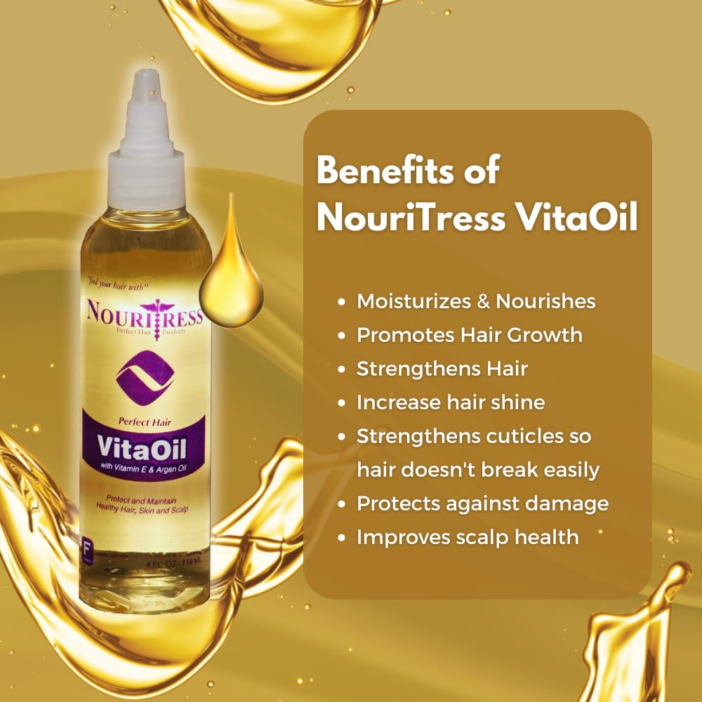 NouriTress botanical essential oils bottle showcasing nourishing hair growth formula