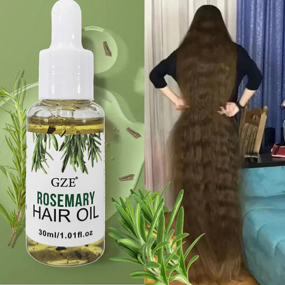 GZE scalp massage oil bottle showing infused dried rosemary herbs