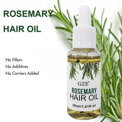 GZE rosemary hair oil packaging displaying product benefits and ingredients