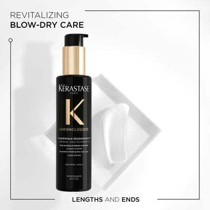 Kérastase Chronologiste heat protectant serum bottle showing ingredients and instructions