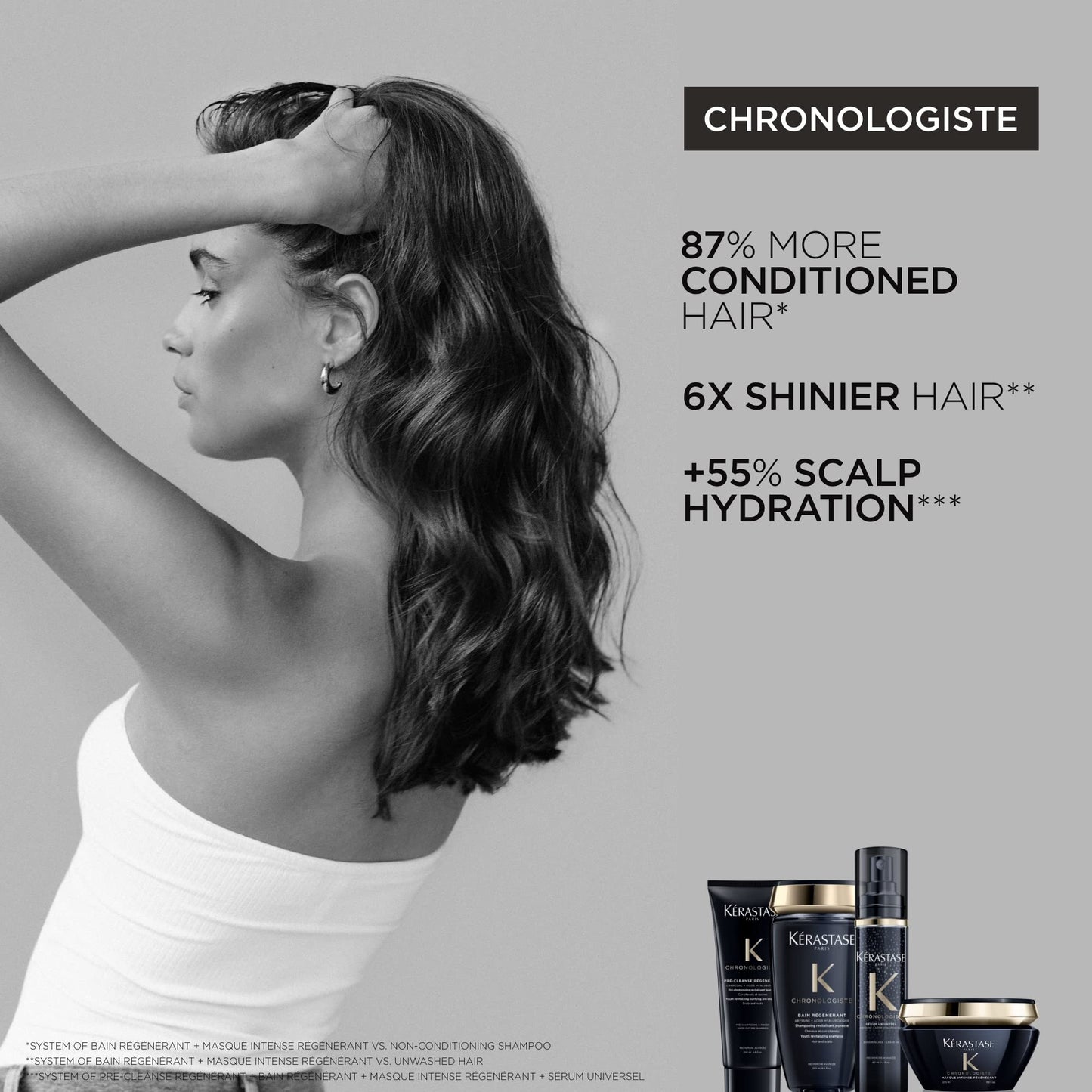 Kérastase Chronologiste hair serum showing the pump dispenser for easy application
