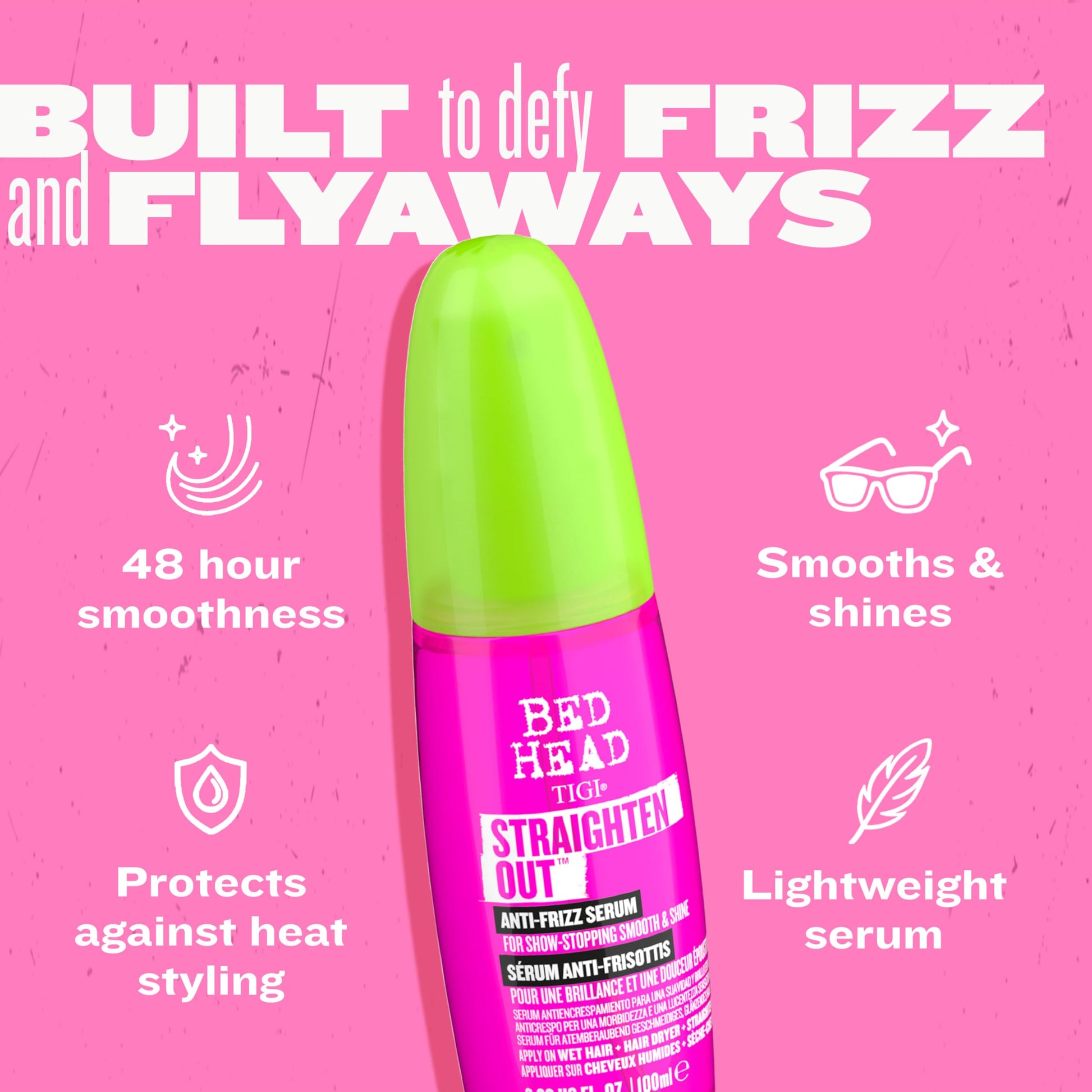 Sulfate free styling serum for frizz control close up packaging detail