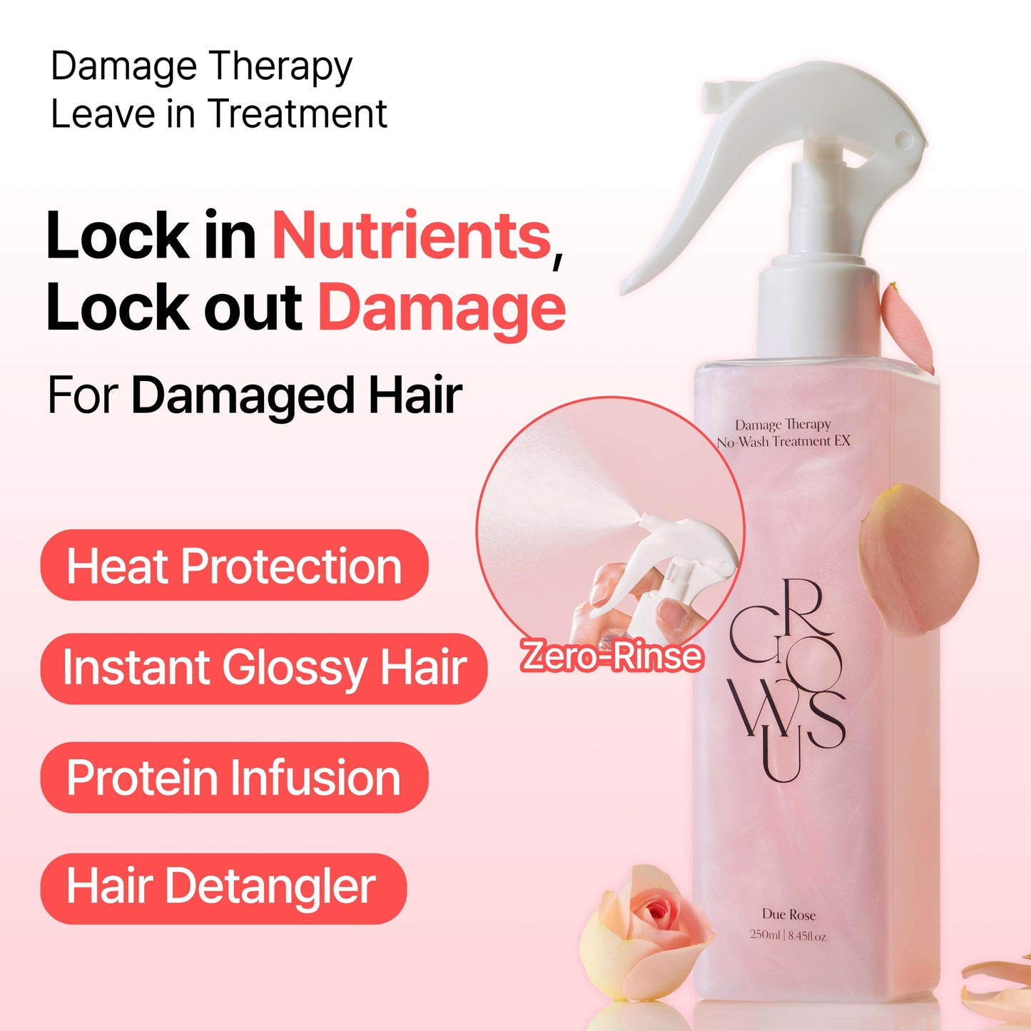 GROWUS leave in conditioner spray for frizz control