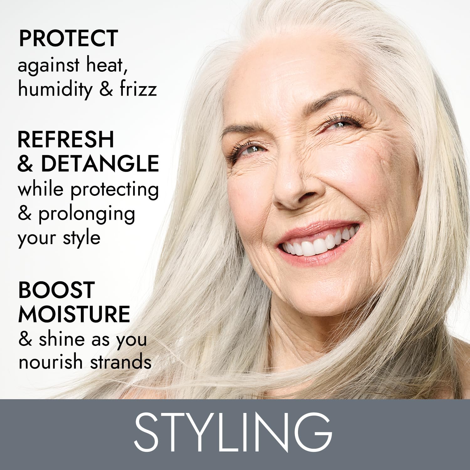Ion styling solutions leave in treatment for humid weather protection