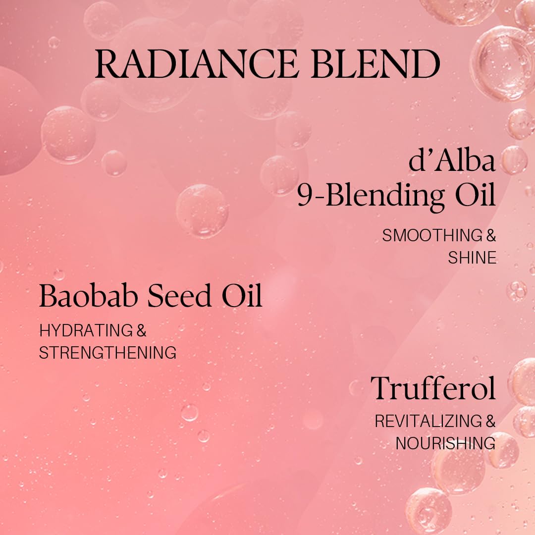 D'Alba hair perfume serum product packaging details and directions for split ends treatment