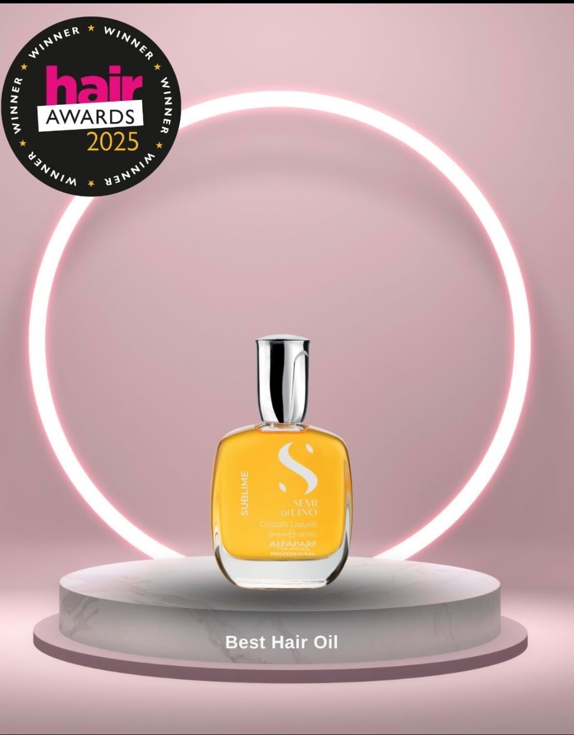 Full collection display of the Sublime line with the premium fifteen milliliter gloss serum bottle positioned in center focus.