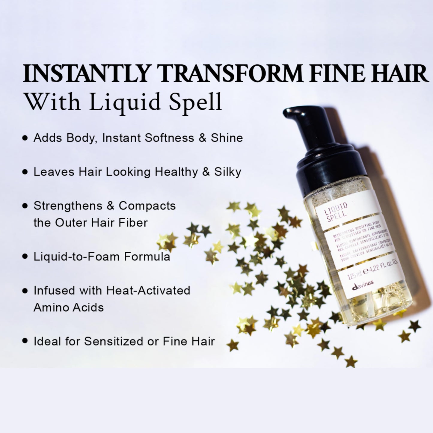Davines volumizing hair treatment showing product text and fluid ounces