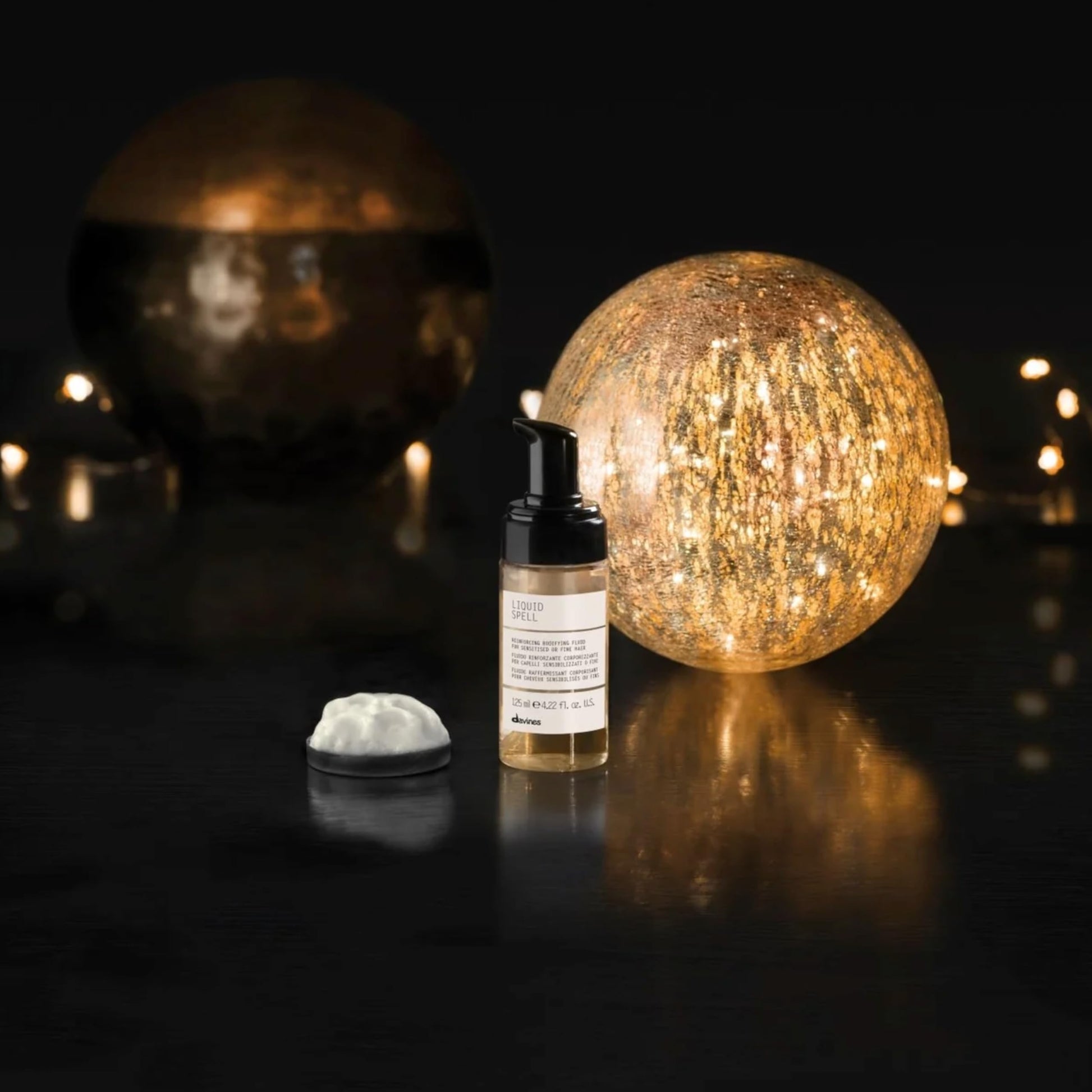 Imported Davines Liquid Spell reinforcing treatment back bottle details