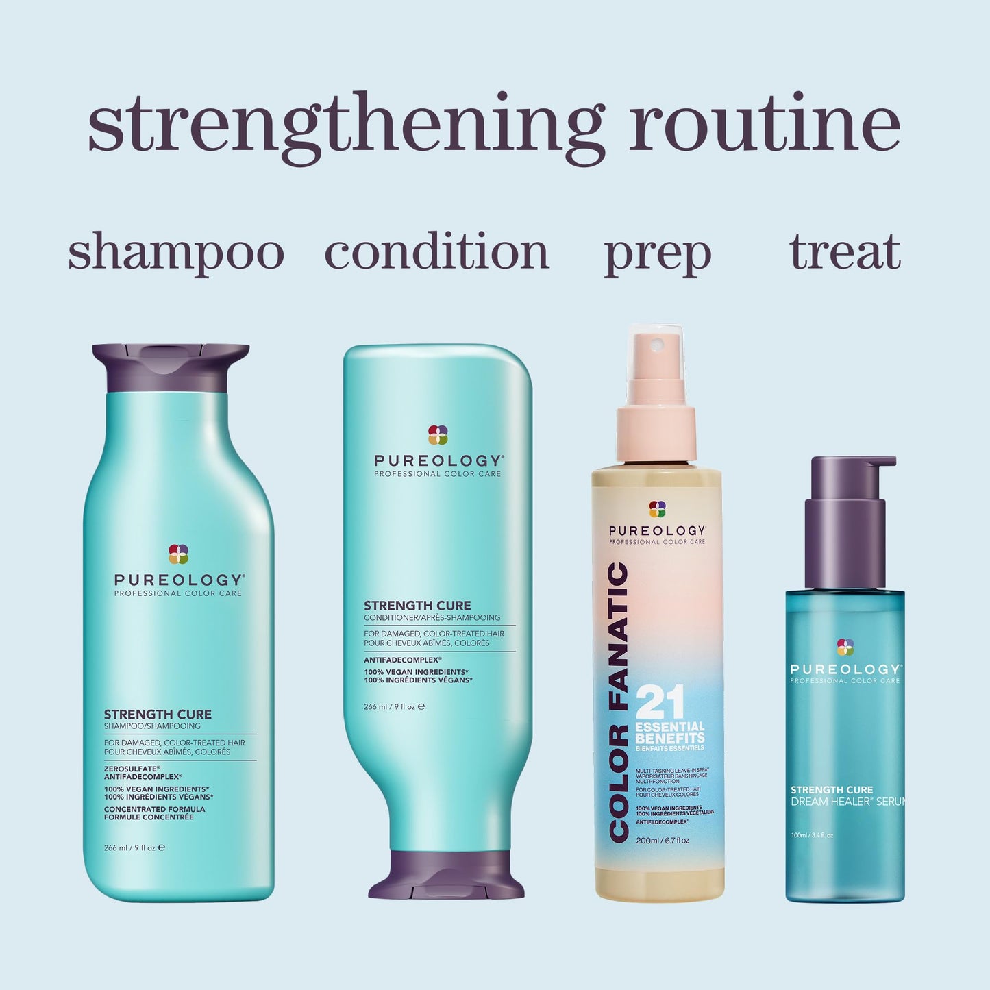 Pureology Strength Cure Dream Healer anti frizz hair treatment display