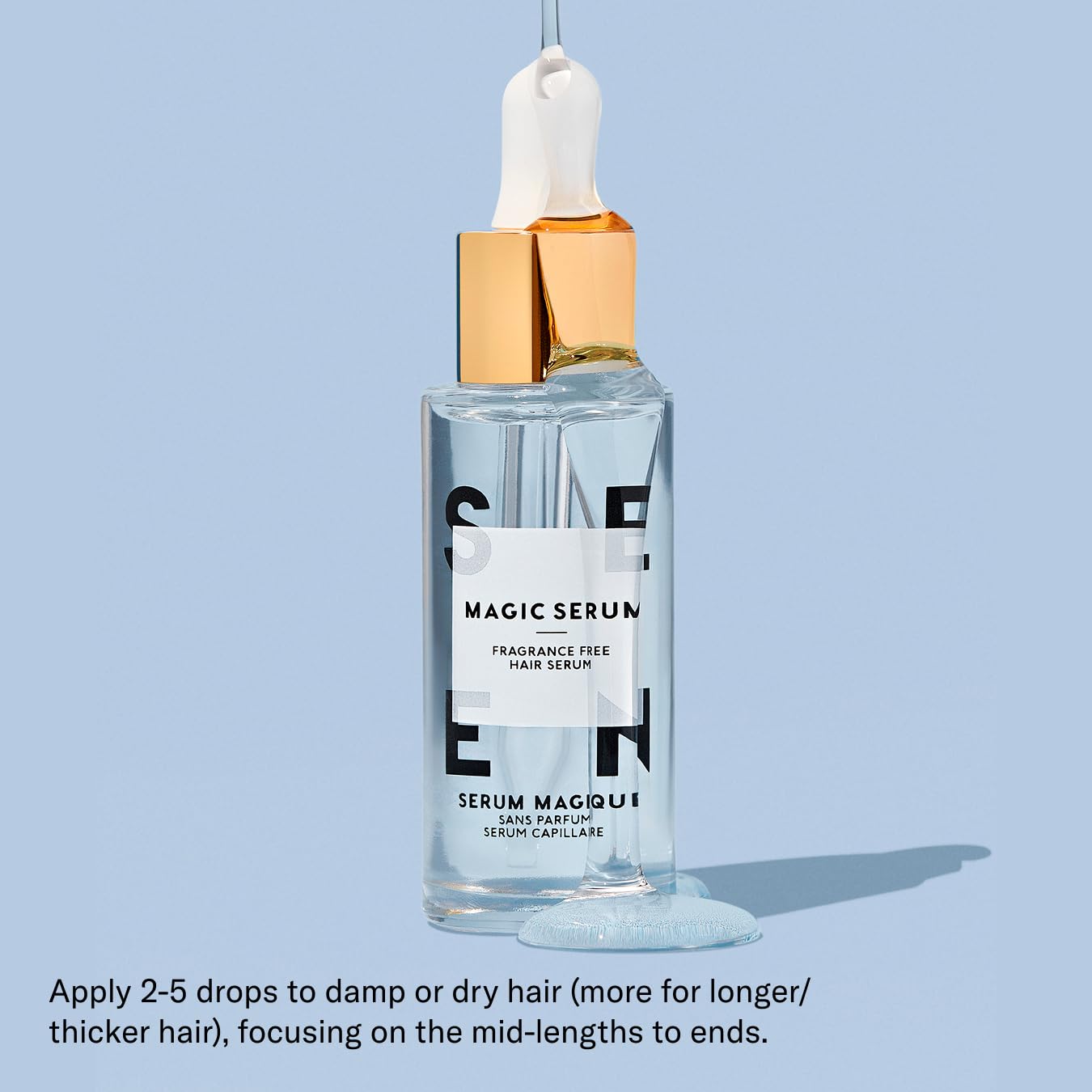 SEEN sensitive skin safe hair serum showing National Eczema Association seal
