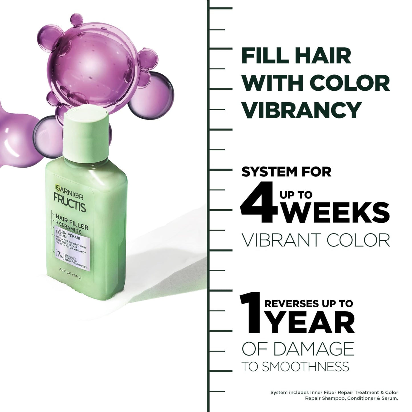 Garnier color repair serum back label with detailed usage instructions